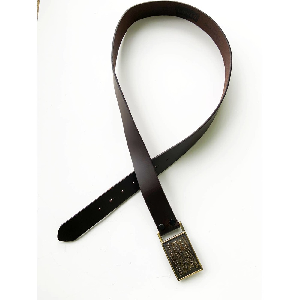 Vintage Levi Strauss & Co Original Riveted Genuine Leather Brown Belt Size 44